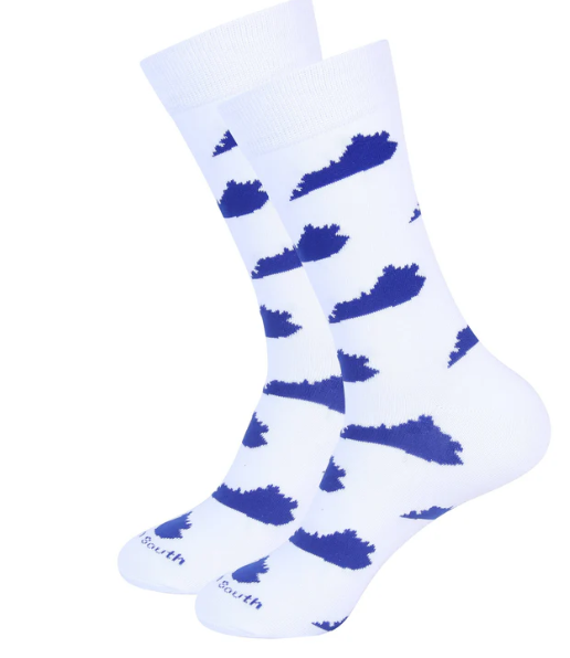 Socks-White/Blue Kentucky Shape
