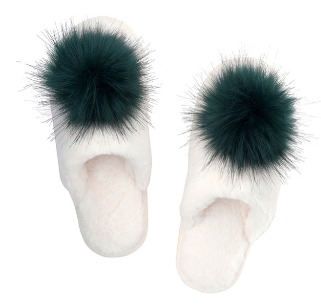 Green Pom Slippers