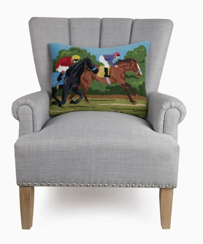 Two Racing Horses Hook Pillow