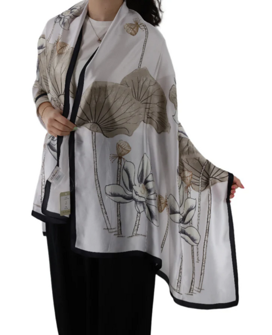 Black Floral Print Scarf