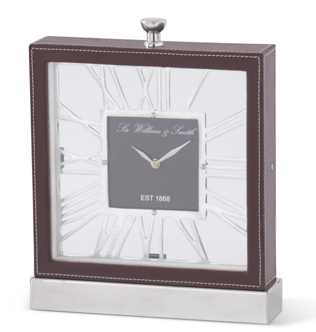 Leather & Silver Mantel Clock