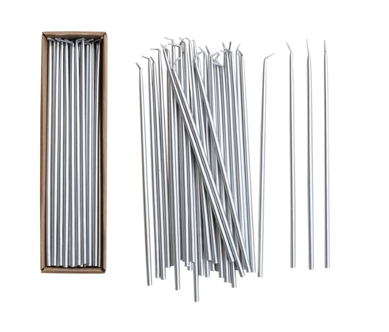 S/36 Thin Silver Tapers