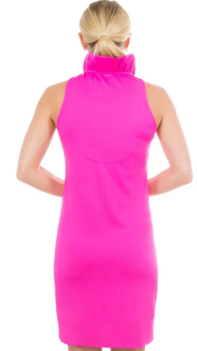 Pink Ruffle Neck Dress
