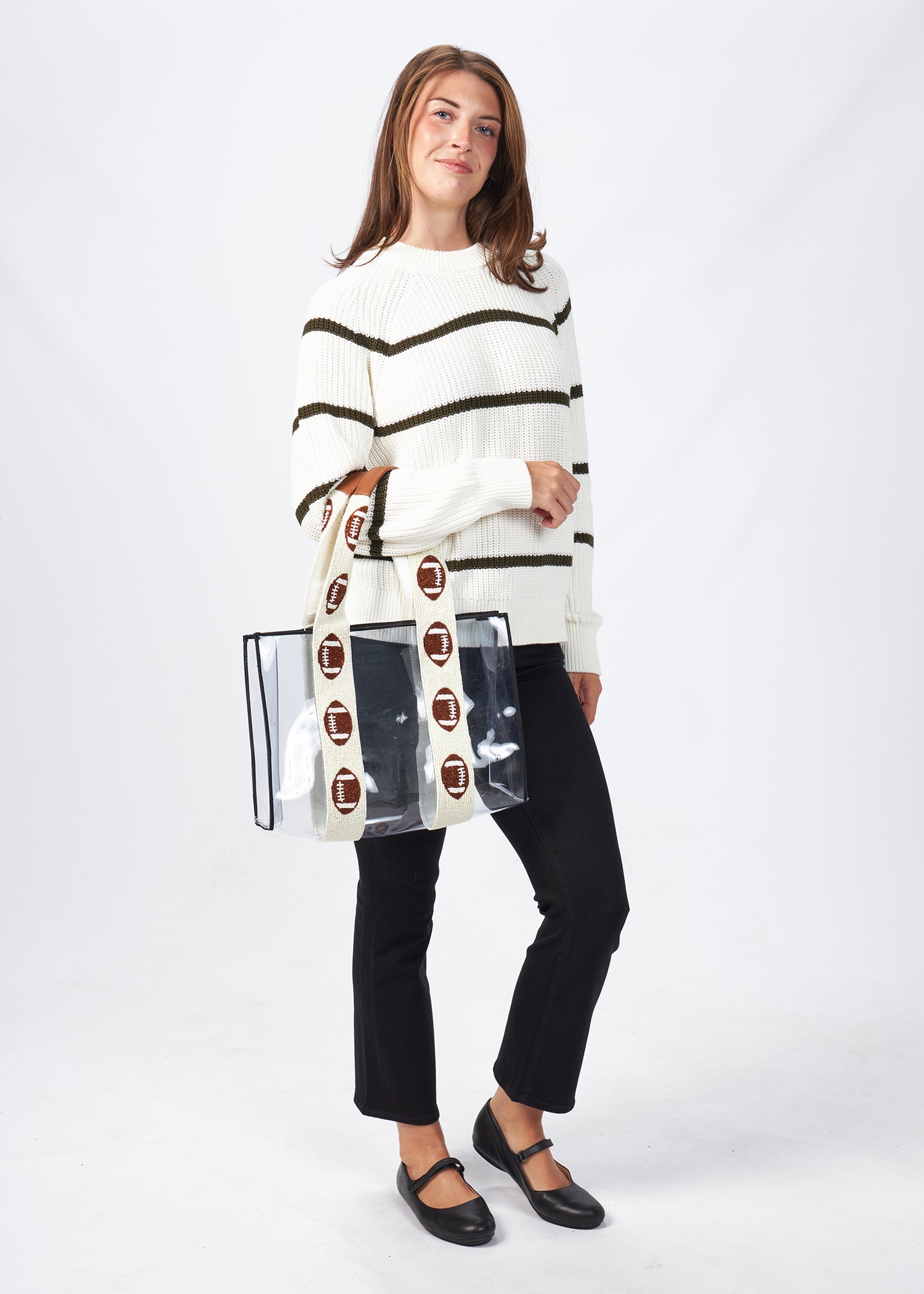 Clear Beaded Football Tote