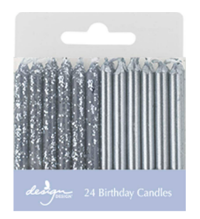 Metallic Silver BDay Candles