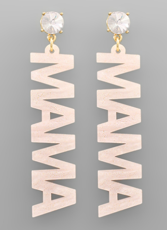 Mama Diamond Word Earring