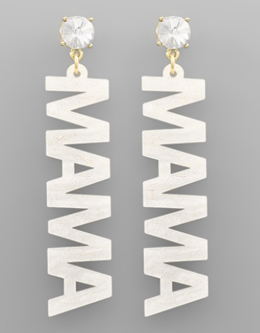 Mama Diamond Word Earring