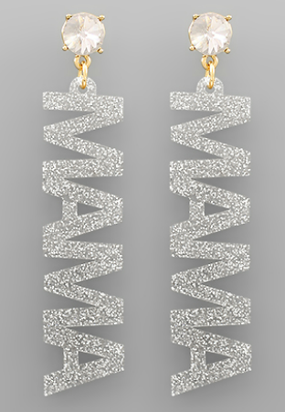 Mama Diamond Word Earring