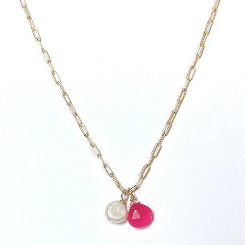 Pink & Pearl Chain Necklace