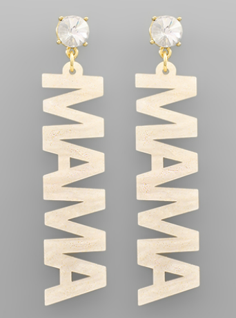 Mama Diamond Word Earring