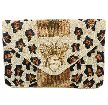 Leopard & Bee Clutch