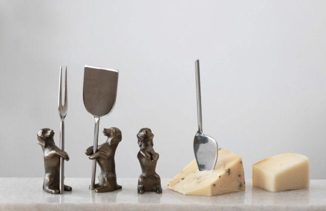 Cheese Knives w/ Dog Stands