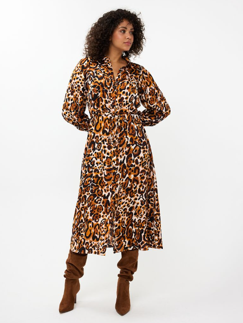 Esqualo Animal Print Midi Dress