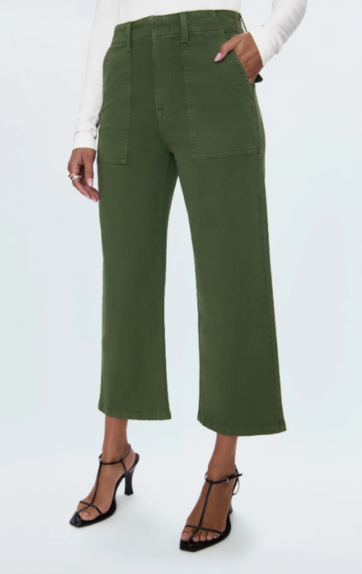 Pistola Sophia Wide Leg Utility Ankle Pant in basil green