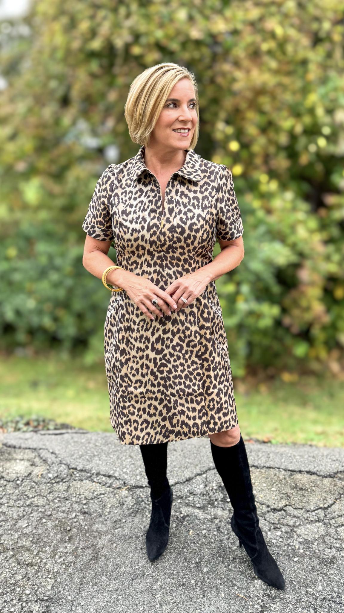 Jade Leopard 60s Dress