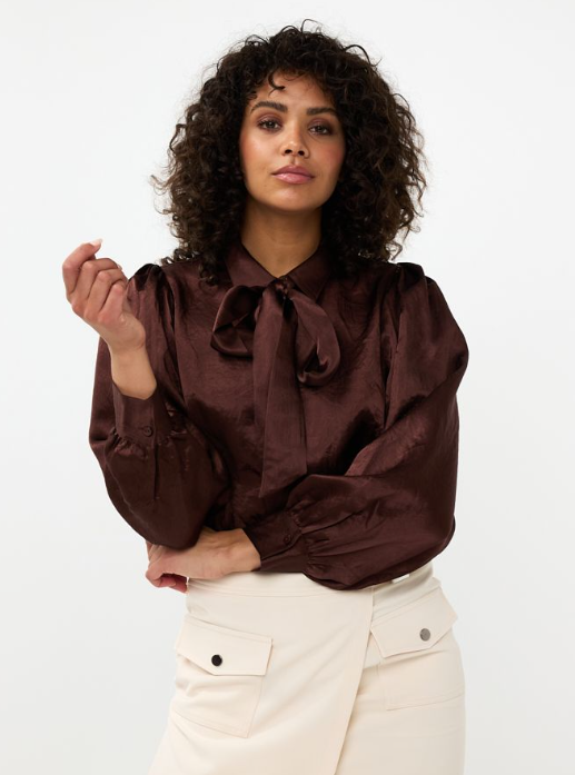 Esqualo Crushed Satin Bow Blouse