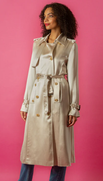 Jessie Liu Satin Trench Coat