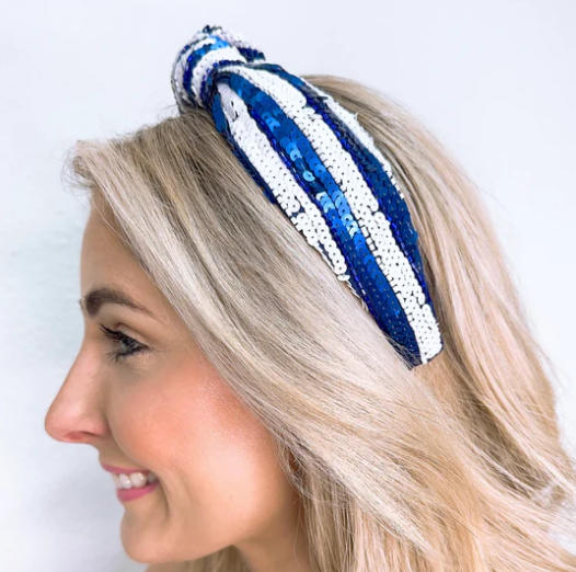 Blue/White Sequin Headband