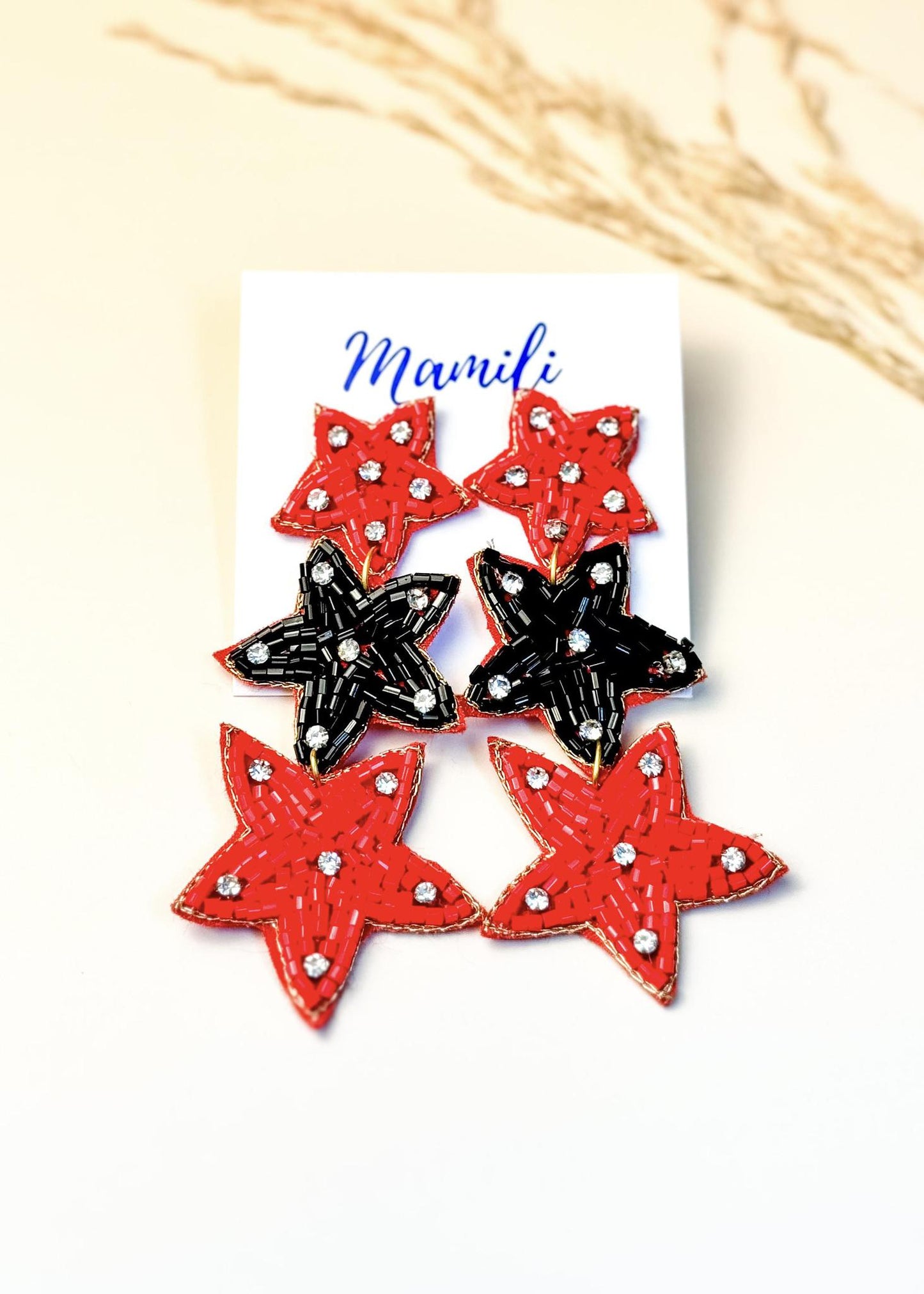 Red/Black Star Earrings