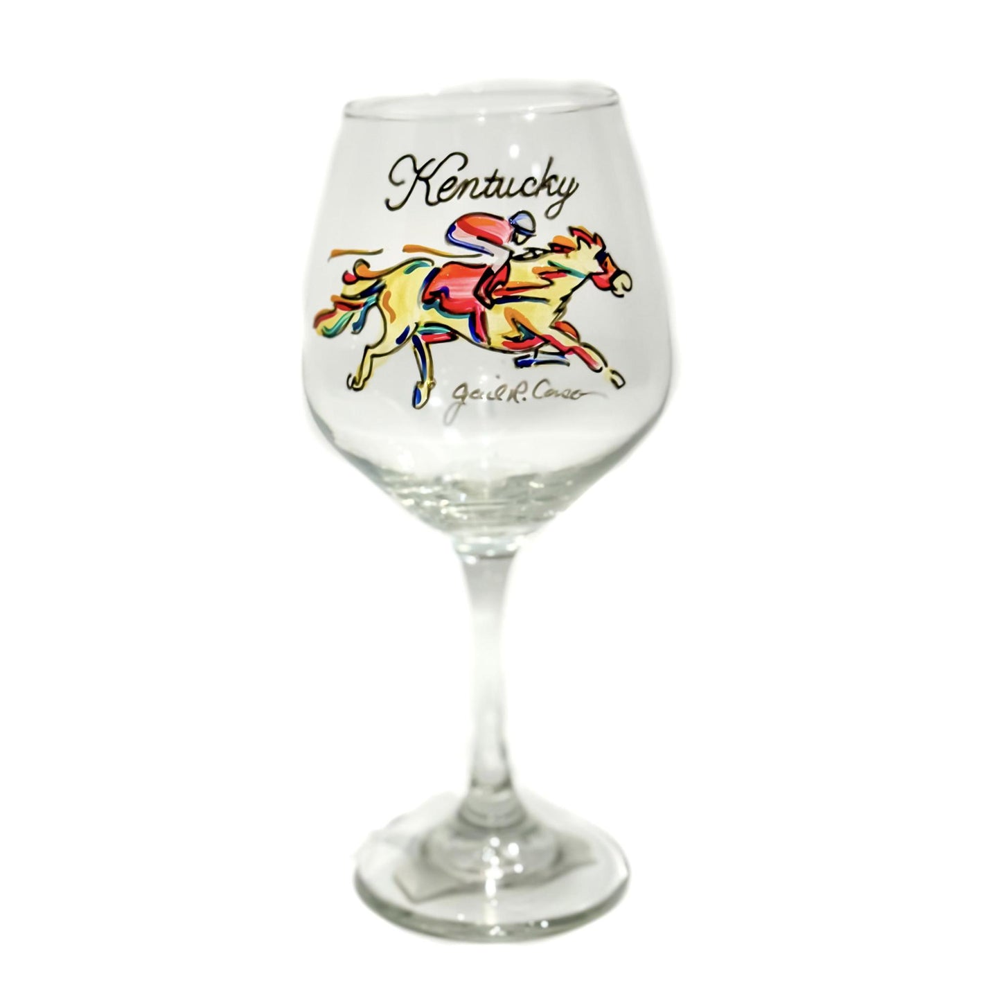 Designs by Gail Wine Glass - Jockey