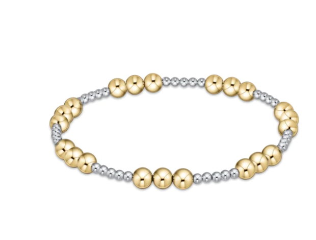 Classic Joy Pattern 5mm Bead Bracelet - Mixed Metal