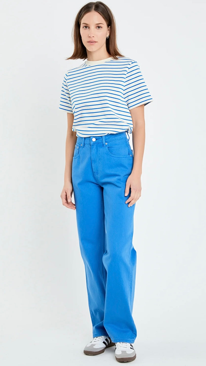 English Factory Blue Wide Leg Jean