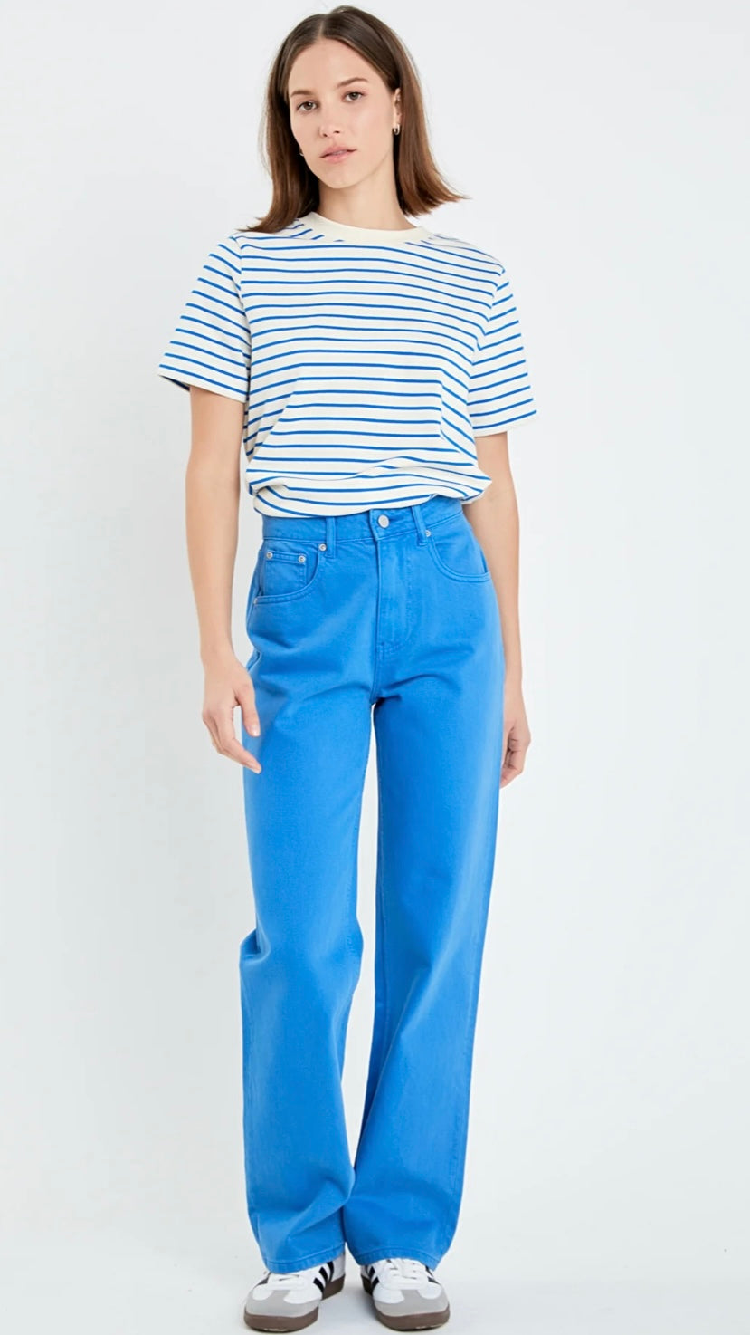 English Factory Blue Wide Leg Jean