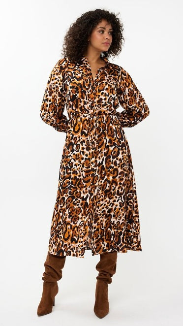 Esqualo Animal Print Midi Dress