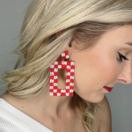 Red/White Checkered Earrings