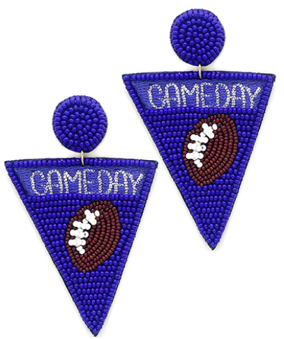 Beaded Football Triangle Earrings