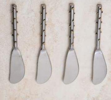 Sterling Silver Gold Dot Spreaders S/4