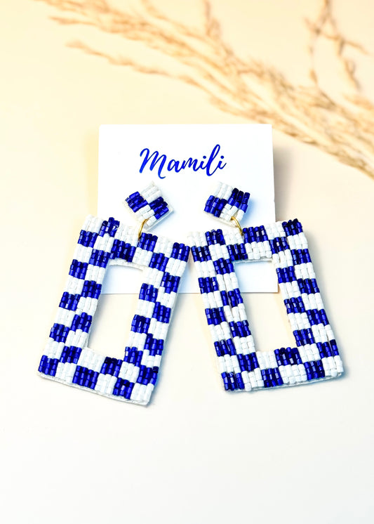 Blue/White Checkered Earrings