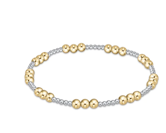 Classic Joy Pattern 4mm Bead Bracelet - Mixed Metal