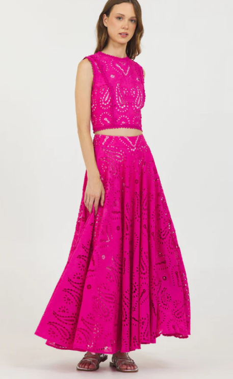 Eyelet Flare Skirt