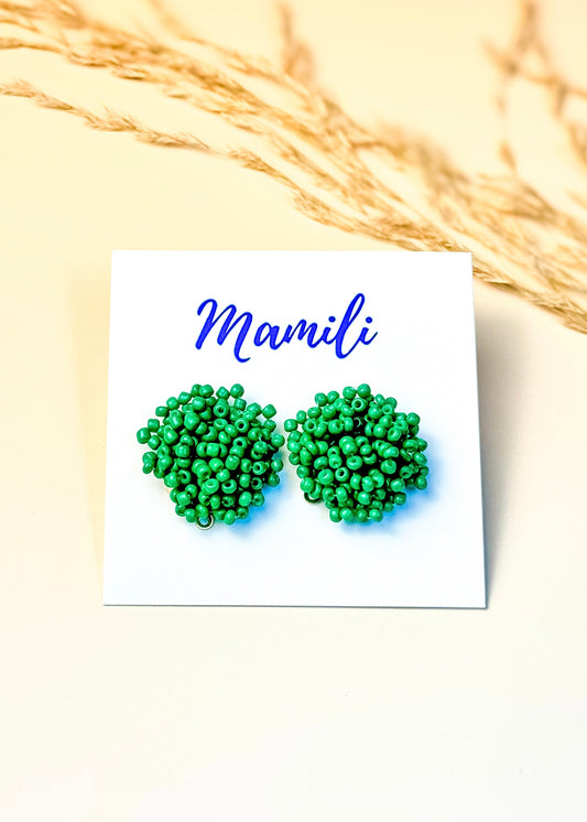 Seed Beads Pom Earrings