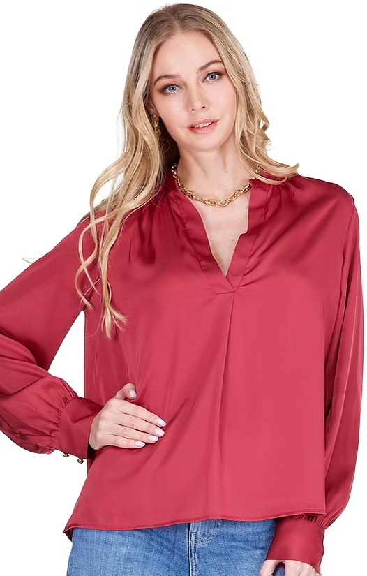Burgundy V-Neck