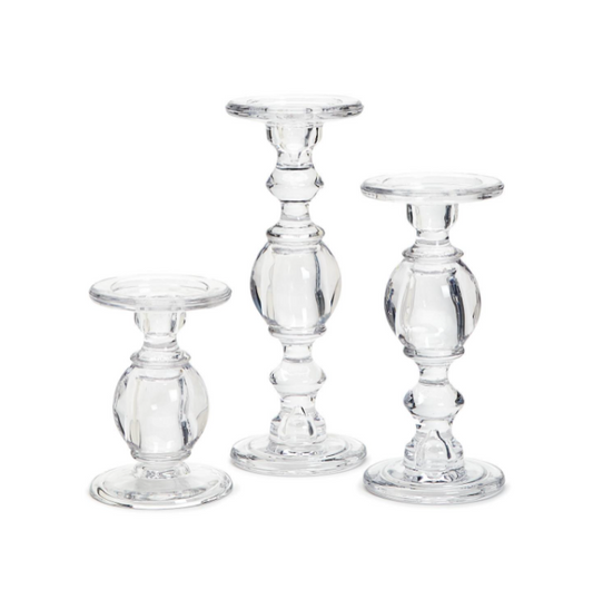 Glass Pedestal Candleholders