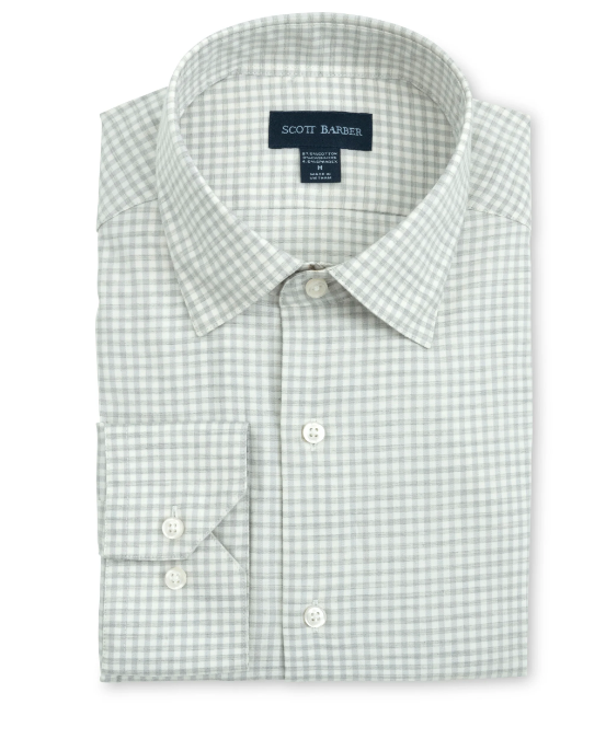 Scott Barber Cotton Cashmere Grey Button Down