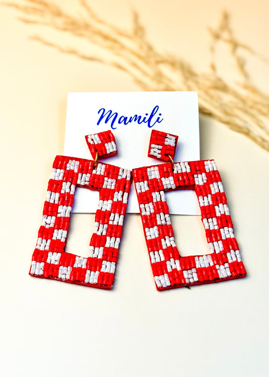 Red/White Checkered Earrings