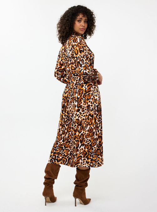 Esqualo Animal Print Midi Dress