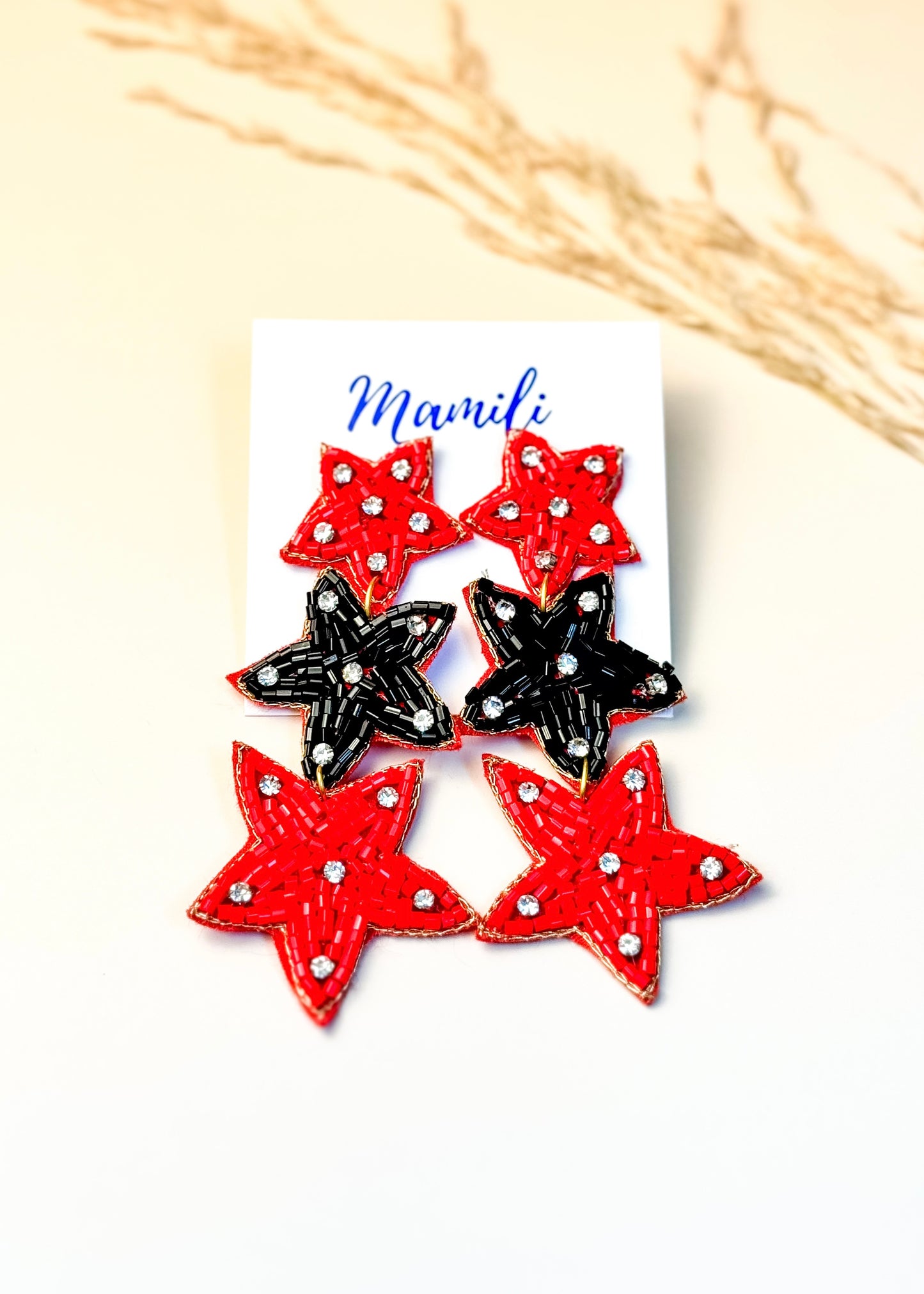 Red/Black Star Earrings