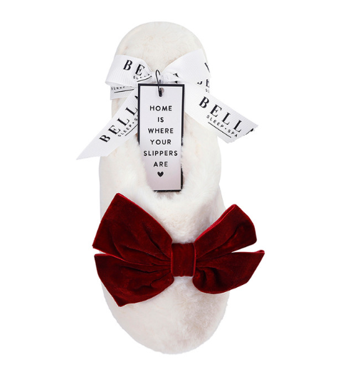 Burgundy Bow Slippers