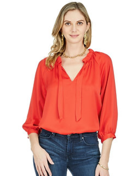 Jade Red Hot Ruched Top