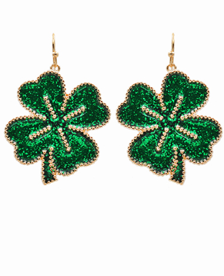 Glitter 4 Leaf Clover Earrings