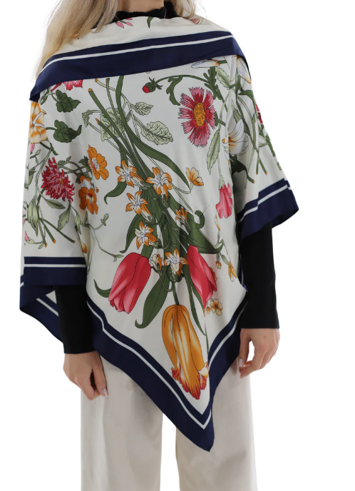 Floral Print Poncho