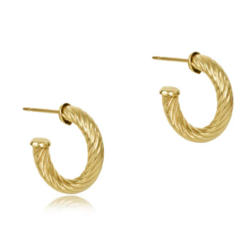 Round Gold 1.125" Post Hoop - 4mm-Textured Twist