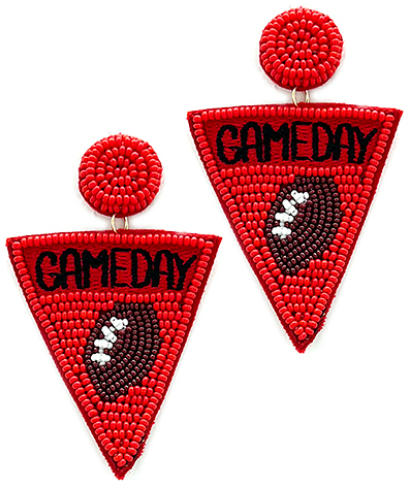 Beaded Football Triangle Earrings