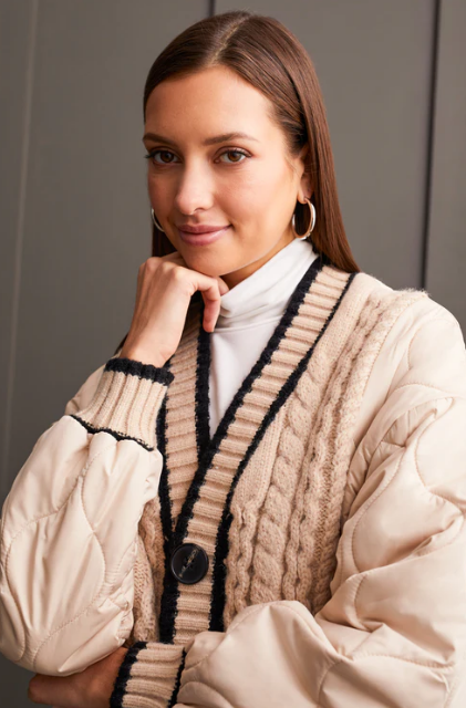 Tribal Collegiate Sweater Puff Jacket