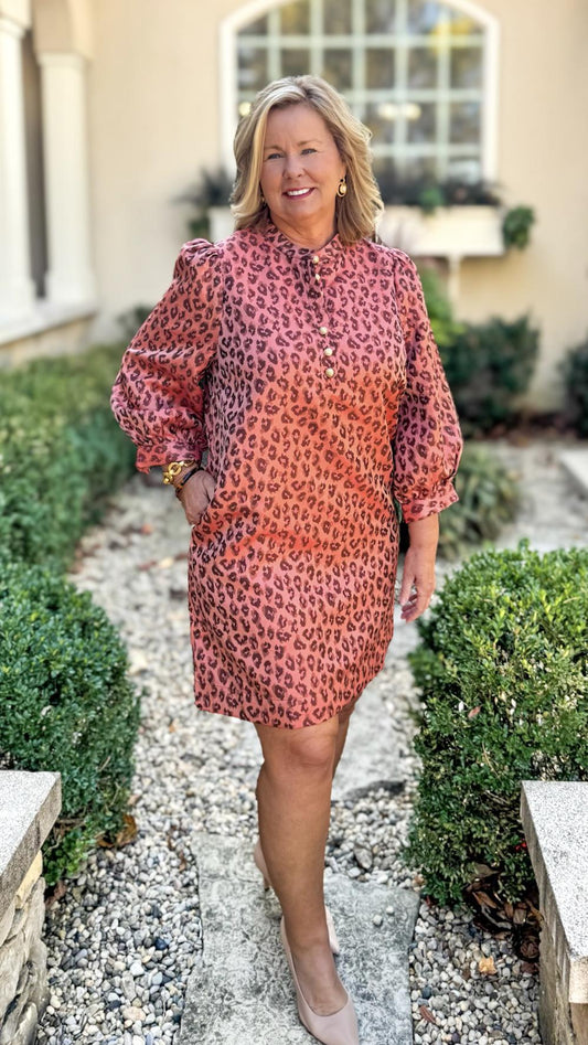 Jade Coral Cheetah Dress