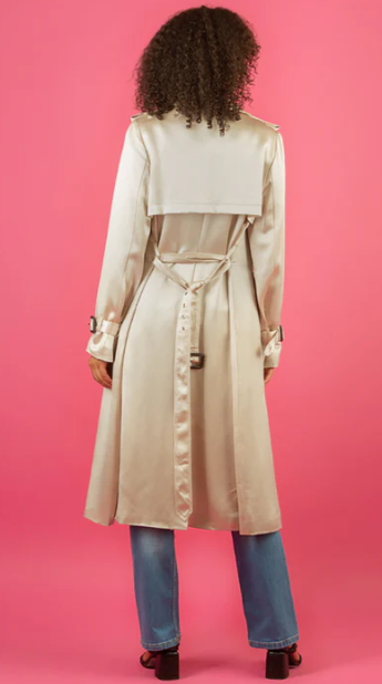 Jessie Liu Satin Trench Coat